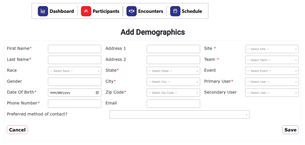 Add Demographics selection fields