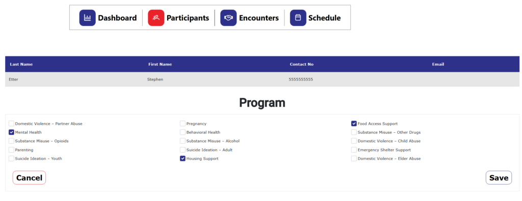 Program selection fields