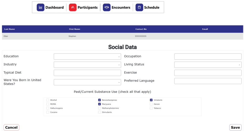 Social Data selection fields